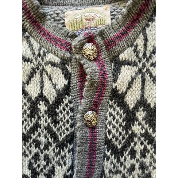 ALPS Merrimac Valley Men’s L Cardigan Sweater New England 100% Wool Black/White - Picture 3 of 9